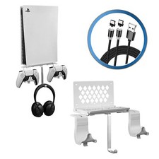 Ps5 Wall Mount With Controller Holders And Charging Cable Snow White