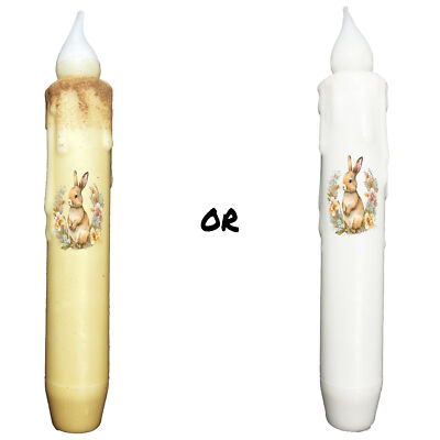 7'' Easter Bunny Floral Battery Operated LED Timer Taper Candle