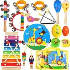 Kids Musical Instruments Set, 20 Pcs Wooden Shakers Percussion Instruments