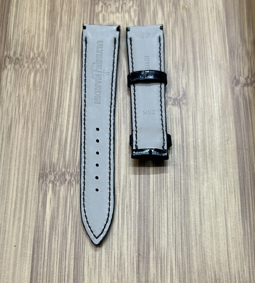 Correa de cuero negra Ulysse Nardin 19 mm x 16 mm sin usar 100 % genuina Foto 3 de 4