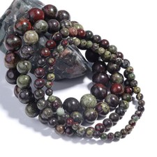 Natural Dragon Bloodstone Beaded Bracelet Gemstone Stretch Bracelet Handmade
