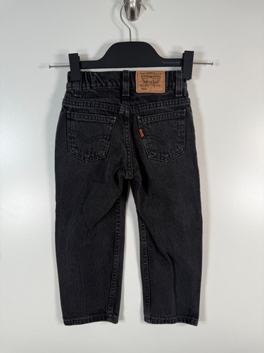 Vtg Levis 566 Kids Boys Loose Fit Straight Leg Dark Wash Jeans Black Sz 5 USA - Picture 7 of 12