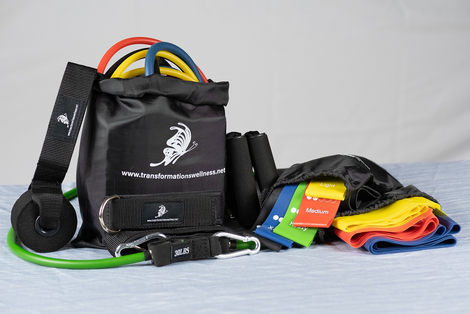 Resistance Band Complete Set: 5 tube, 5 loop & 3 flat with wrist & ankle straps