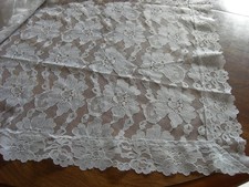 Floral Design White Lace Polyester Tablecloth 52" x 86" - EXC