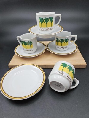  Vintage 1980s Schmidt Brasil Tia Maria Espresso Cup & Saucer  3 Sets + 1 Free