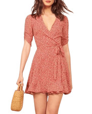 Reformation monica wrap mini dress M