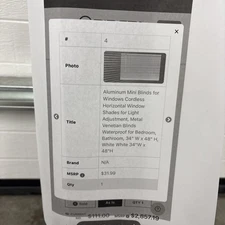 aluminum Mini Blinds For windows 34 Inches Wide By 48 inches high￼