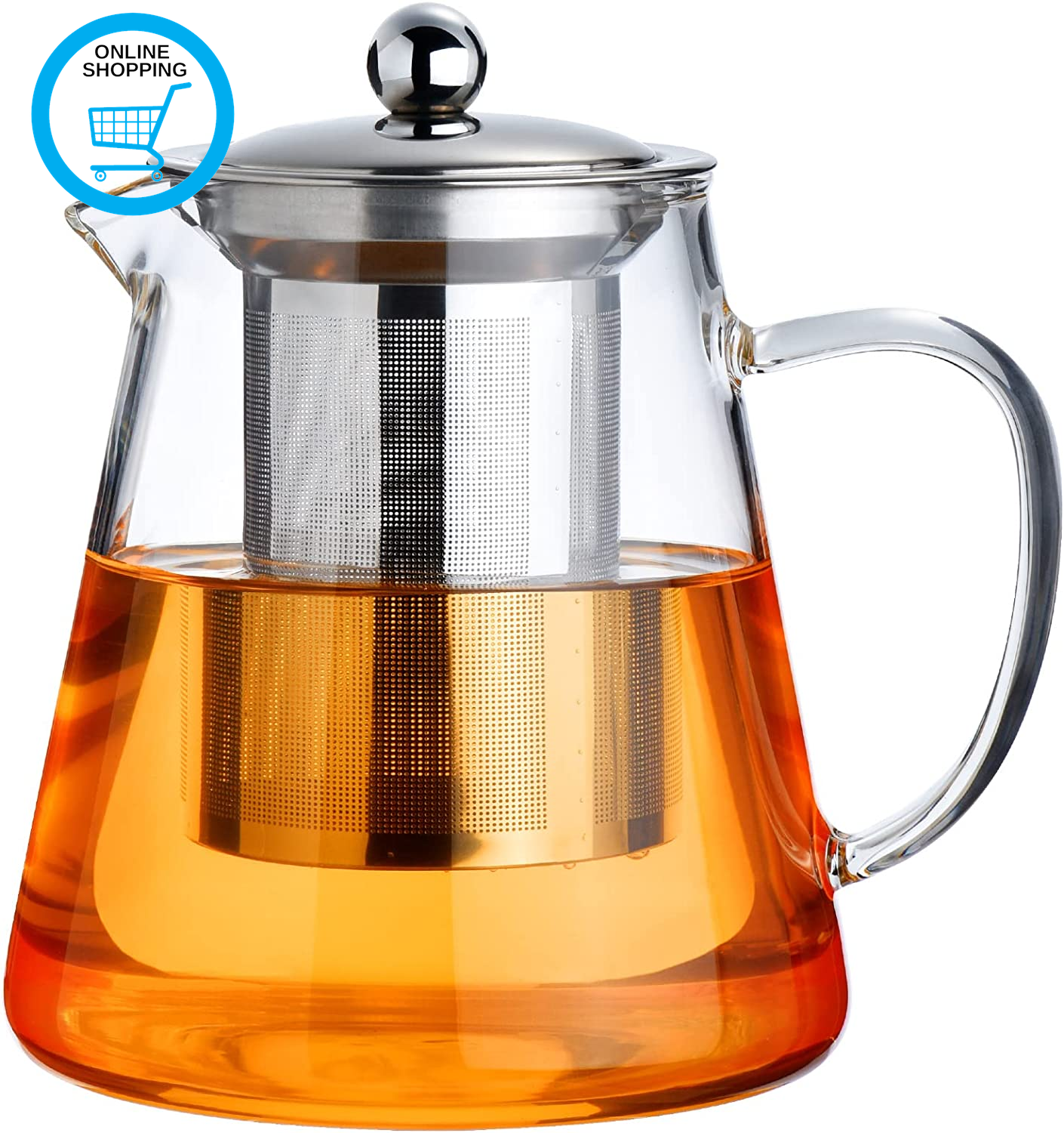 Glass Teapot Stovetop 550Ml/18.6 OZ, with Borosilicate Clear Tea Pot, with Remov