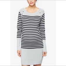 Seraphine Striped Nursing Sweater Dress Gray Black Long Sleeve Womens Size US 10