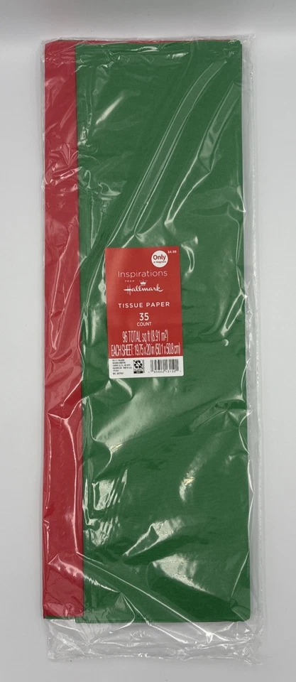 2 Papel de seda rojo y verde 35 Ct. nuevo Pack Sello de Navidad 19,75 x 20 pulgadas Foto 3 de 4