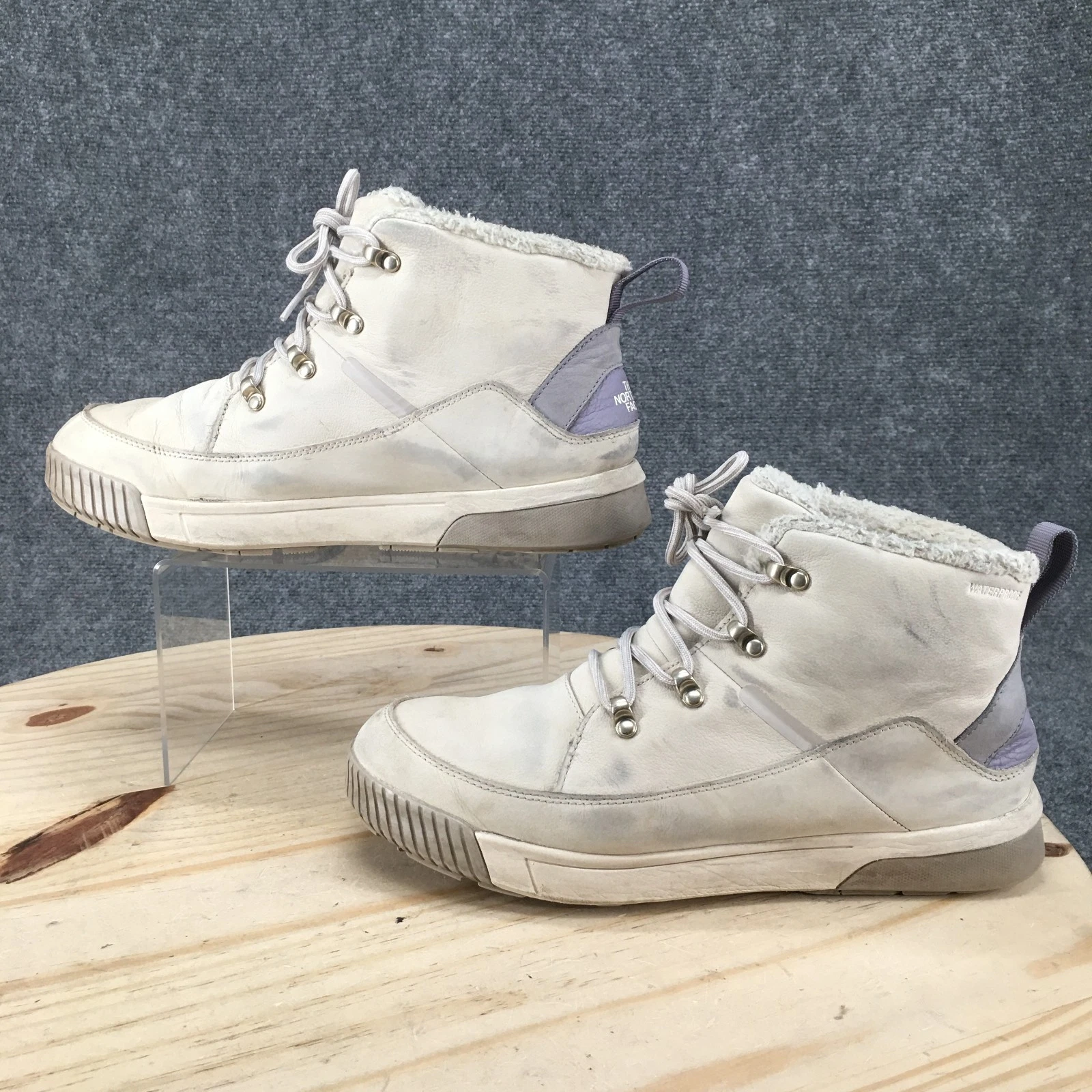 The North Face Boots Womens 11 Winter Snow Beige Leather Lace Up Casual Comfort