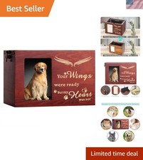 Personalized Memorial Urn for Pet Ashes - Beautiful Wing Design, Pinewood