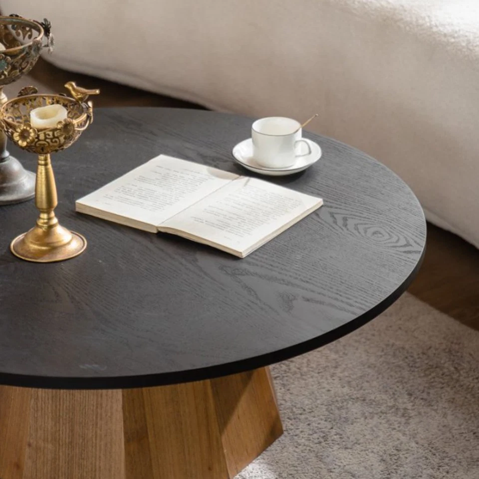 Круглый деревянный журнальный столик прочный пьедестал легко собрать гостиная чайный столик - Изображение 3 из 4