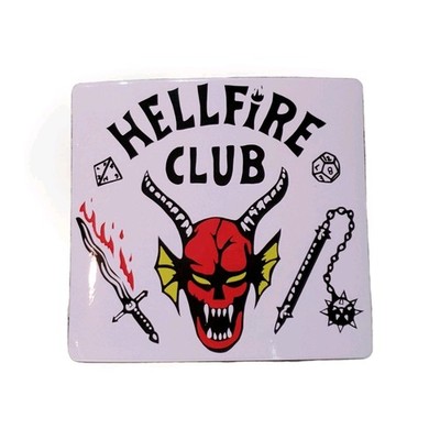 Vintage Stranger Things Hellfire Club Large White Sticker 5''x 4.75''