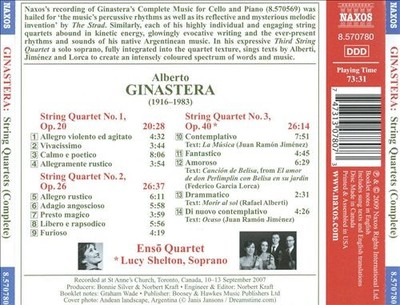 ENSO QUARTET GINASTERA: STRING QUARTETS NEW CD