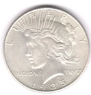 1935  Peace Dollar MS+++In Grade 100% Orig Coin Key Date