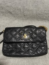 Marc Jacobs Black Quilted Leather Gold Hardware Crossbody Bag  Made in Italy 