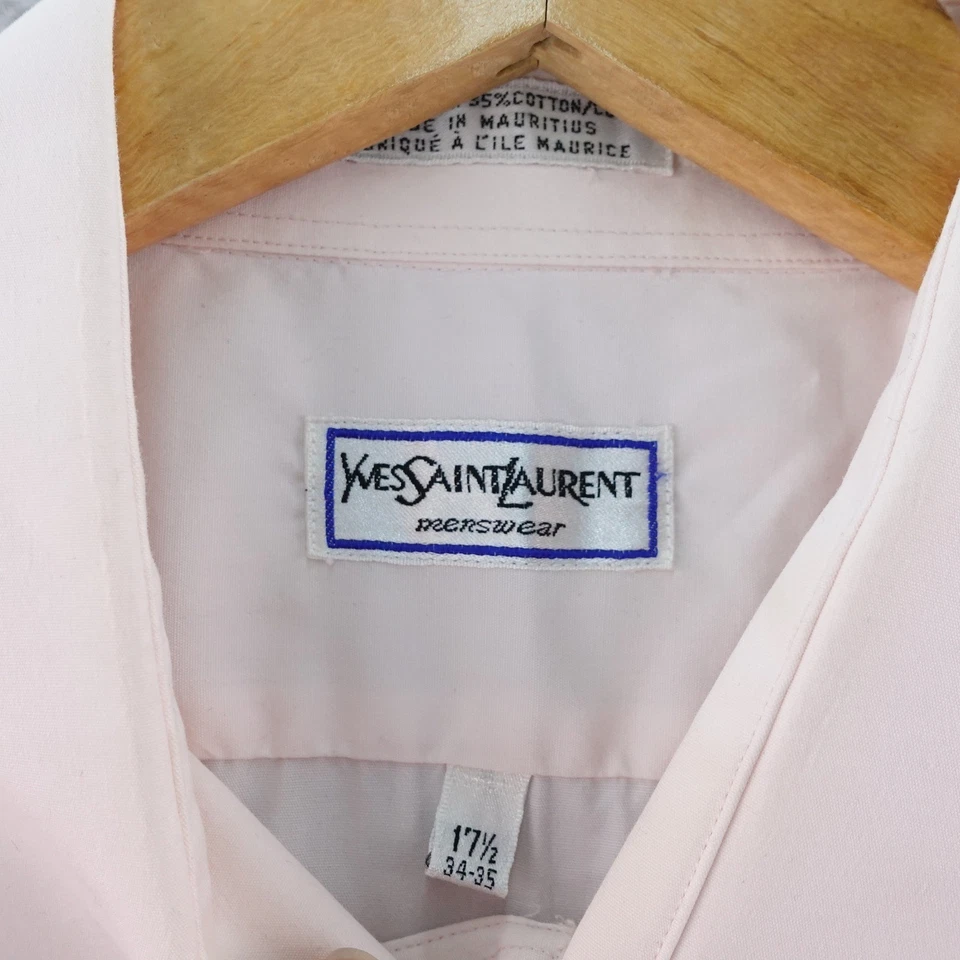 Camisa de vestir rosa con botones Yves Saint Laurent para hombre cuello 17,5 34-35 Foto 4 de 4