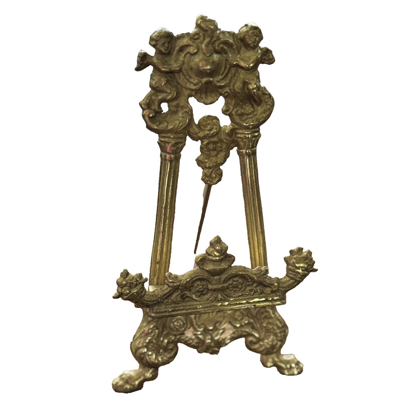 VTG Brass Easel Andrea By Sadek Made In Japan Cherub Stand Hollywood Regency