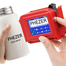 Handheld inkjet printer prints expiration date, batch number, barcode brand logo