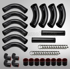 3 Inches Black Aluminum Fmic Intercooler Piping Kit Wcouplers T-bolt Clamps