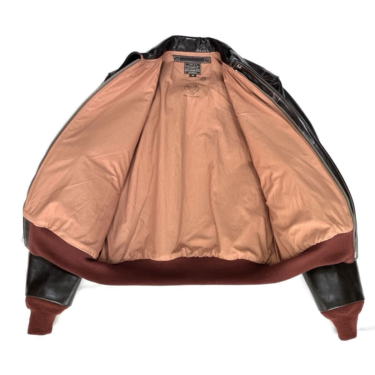 Buzz Ricksons A-2 Leather Jacket Size 40 Brown/Re… - image 3