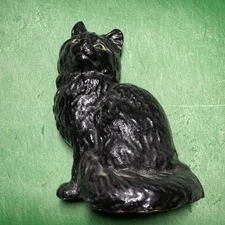 Vtg Antique Cast Iron Cat Doorstop 5 Lbs. Original Paint Green Eyes