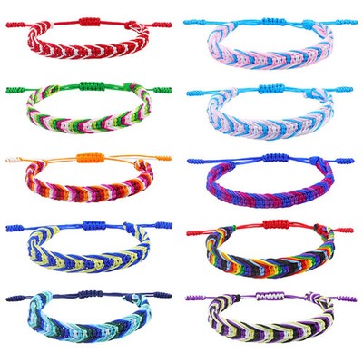 Bohemian String Bracelet Braided Adjustable Ethnic Waved Rope Bangle Multicolor