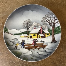 Vintage Western Germany decorative and 3D Plate with Winter Scene, 23.5cm