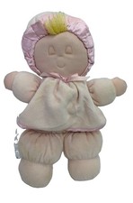 Vintage EDEN So Soft Plush Pink Velour Sleeping Blonde Tuft First Baby Doll 10"