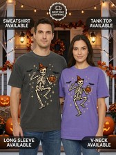 Vintage Halloween Skeleton Witch Spooky Retro Comfort Tee