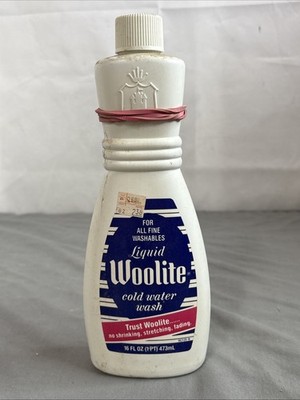 Vintage 1980s Liquid Woolite Cold Water Wash Plastic Bottle 16oz 90% Full