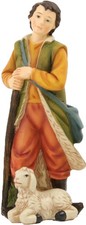 Krippenfigur Jungbauer mit Schaf 8,4 cm Polyresin für 9 cm Figuren