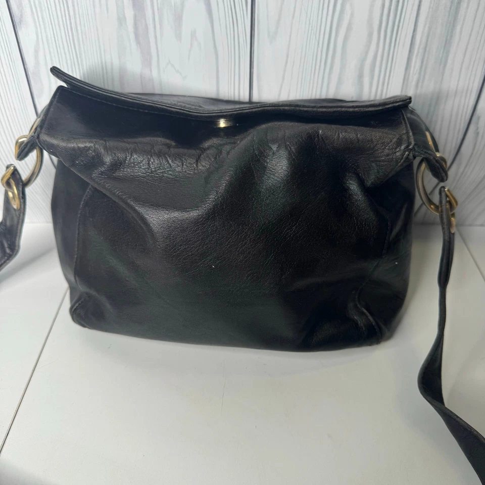 Bolso Bandolera Lord Taylor Vintage Años 90 Cuero Negro Hebilla ÚNICO Retro Foto 4 de 4