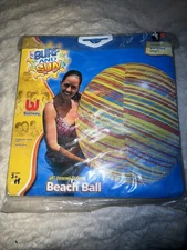 VTG Rare Bestway Surf And Sun Jumbo Striped Green Beach Ball 2002 48" Inflatable