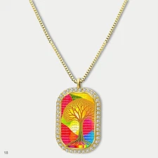 Amazing Colorful Tree of Life Pendant Necklace Chain Image Dog Tag Chain Gift De