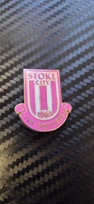stoke city fc enamel pink and white football pin badge
