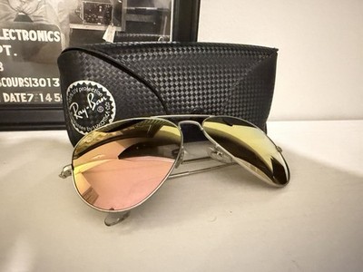 Ray-Ban Men s Aviator Sunglasses Silver Metal Frame RoseGold Mirrored Glass Lens