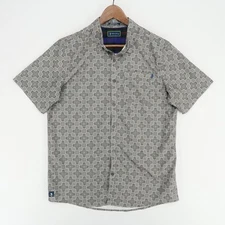 William Murray Shirt Mens Large Gray Geometric Print Button Up Golf Performance