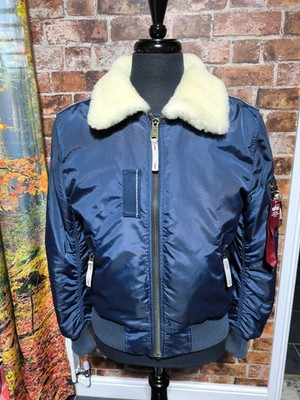 Alpha Industries Injector III Bomber Navy Blue Jacket Size Medium