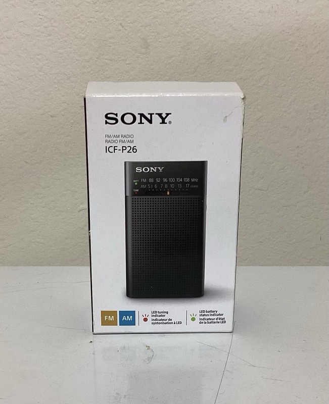 SONY ICF-P 26 PORTABLE AM/FM RADIO—BRAND NEW