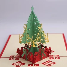 3D Pop-Up Christmas Tree Greeting Card – Holiday Xmas New Year Wishes