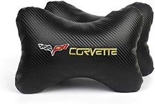 2pcs Leather Sport Car Seat Corvette Neck Pillow Foam Headrest Travel Cushion 2pcs Leather Sport Car Seat Corvette Neck Pillow Foam Headrest Travel Cushion