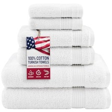 100 Cotton Turkish 6 Piece Towel Set, Luxury Rapsodi 6 Piece Towel Set White