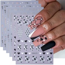 Valentine  s Day Nail Art Stickers Decals 3D Self mini heart french line