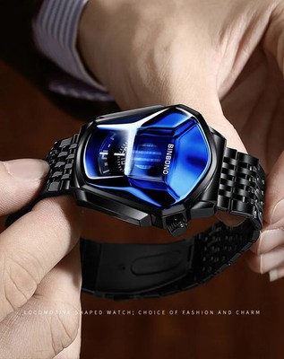 Montre Quartz Sport Homme Bracelet Acier Inoxydable Cadran Luxe Chronographe
