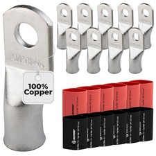 SELTERM 10pcs 1/0 Awg 5/16" Stud Battery Lugs Ring Terminal Connectors wi...