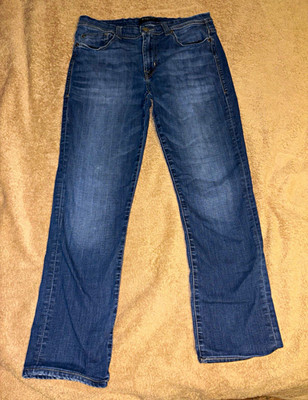 FIDELITY Denim Men's Blue Straight Jeans Slim Fit Mid Rise 5-Pocket Button