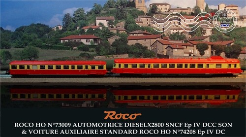 ROCO HO N°73009 Ep IV DCC SON diesel X2800 SNCF & N° 73208- livrée rouge & beige | Condition: Occasion