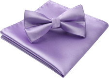 Bow Ties for Men Solid Color Pre-Tie Bow Tie and Pocket Square Set Classic Forma